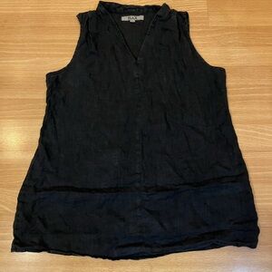 Flax Women's Elegant Black V-Neck Blouse